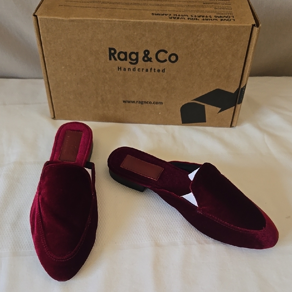 Rag & Co Burgundy Velvet Loafers